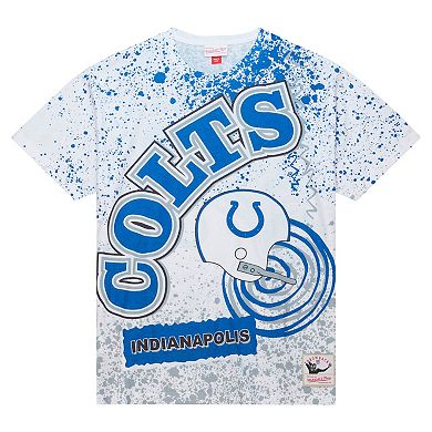 Men's Mitchell & Ness White Indianapolis Colts Team Burst Sublimated T-Shirt