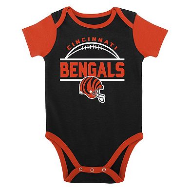 Newborn & Infant Black/Orange Cincinnati Bengals Home Field Advantage Three-Piece Bodysuit, Bib & Booties Set