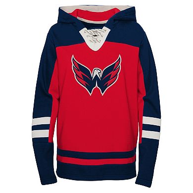 Preschool Red Washington Capitals Ageless Revisited Lace-Up V-Neck Pullover Hoodie