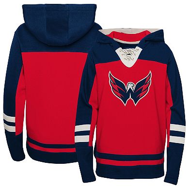 Preschool Red Washington Capitals Ageless Revisited Lace-Up V-Neck Pullover Hoodie