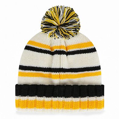 Youth '47 Cream Pittsburgh Steelers Driftway Cuffed Knit with Pom
