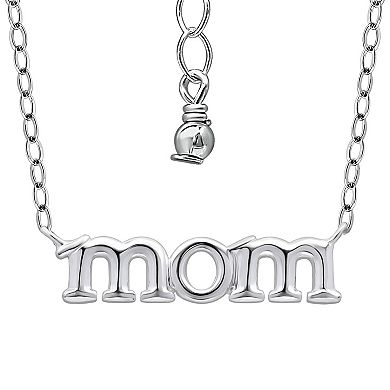 Aleure Precioso Sterling Silver Polished "Mom" Necklace