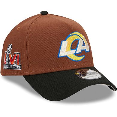 Men's New Era Brown/Black Los Angeles Rams Harvest A-Frame Super Bowl LVI 9FORTY Adjustable Hat