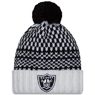 Women's New Era  Black/White Las Vegas Raiders 2023 NFL Crucial Catch Cuffed Pom Knit Hat