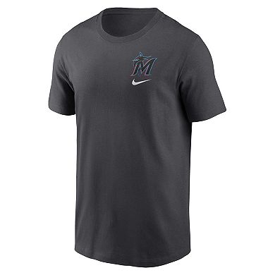 Men's Nike Charcoal Miami Marlins Logo Sketch Bar T-Shirt