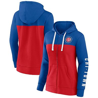 Women's Fanatics Branded Royal/Red Chicago Cubs Take The Field Colorblocked Hoodie Full-Zip Jacket