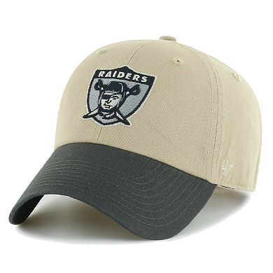 Men's '47 Khaki/Charcoal Las Vegas Raiders Ashford Clean Up Adjustable Hat