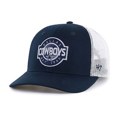 Youth '47 Navy/White Dallas Cowboys Scramble Adjustable Trucker Hat