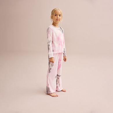 Girls 4-12 Cuddl Duds® Thermal Waffle Long Sleeve Pajama Top & Wide Leg Pajama Pants Set