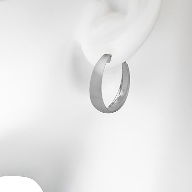 Emberly Silver Tone Wide Basic Hoop Earrings