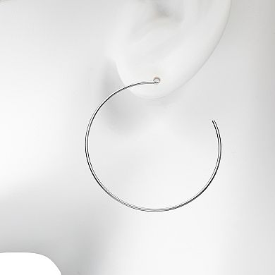 Emberly Silver Tone Large Delicate C-Hoop Earrings