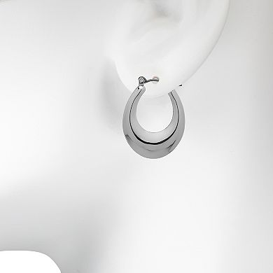 Emberly Silver Tone Chunky Oval Hoop Earrings