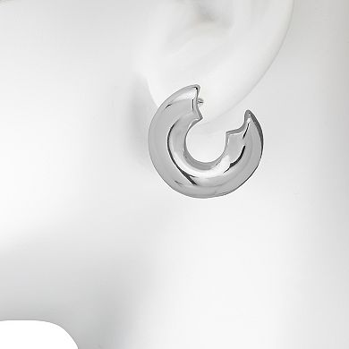 Emberly Silver Tone Chunky C-Hoop Earrings