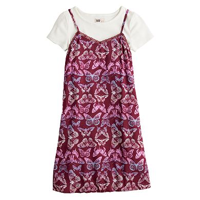 Girls 7-16 SO® Lace Trim Slip On Dress