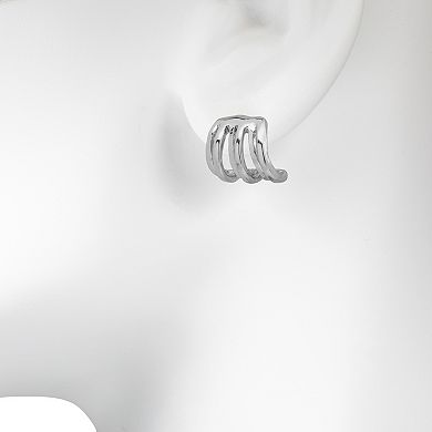 Emberly Silver Tone Small Faux Multi Hoop Earrings