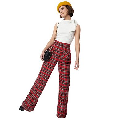 Woven Thick Waistband Wide Leg Trousers