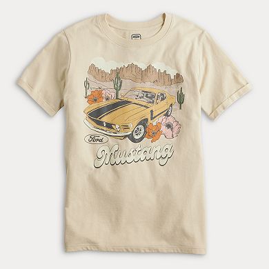 Juniors' Mustang Rolled Cuff Graphic Tee