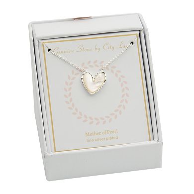 City Luxe Silver Tone Mother of Pearl Heart Pendant Necklace
