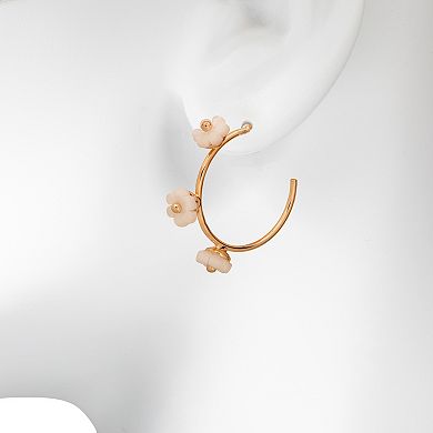 LC Lauren Conrad Gold Tone Floral Statement Hoop Earrings