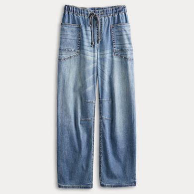 Juniors' Project Indigo Barrel Leg Drawstring Jeans