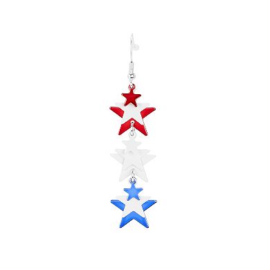Celebrate Together™ Silver Tone Graduated Red, White, & Blue Star Drop Earrings