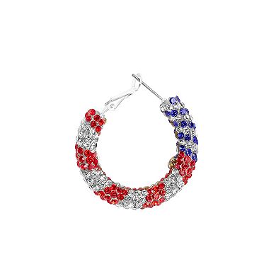 Celebrate Together™ Silver Tone Red, White, & Blue Stone Americana Hoop Earrings