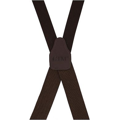 Men's Big & Tall Smooth Coated Leather Suspenders With Metal Swivel Hook End