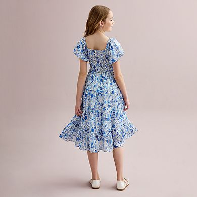 Girls 7-16 Speechless Floral Bubble Sleeve Midi Dress in Regular & Plus Size