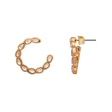 LC Lauren Conrad Gold Tone Crystal Crescent Stud Earrings