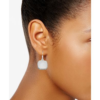 Napier Seasonal Color Illusion Silver Tone White Enamel Square Earrings