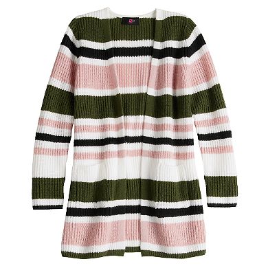 Girls 7-16 IZ Byer Color Block Striped Long Sleeve Cardigan