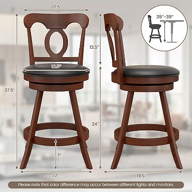 Set Of 2 Swivel Bar Stools With Footrest
