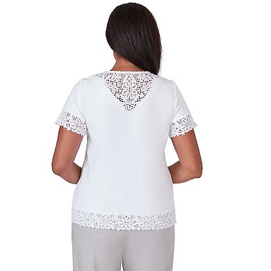 Women's Alfred Dunner Lace Border Top with Detachable Necklace