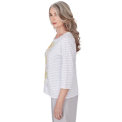 Women's Alfred Dunner Striped Embroidered Top