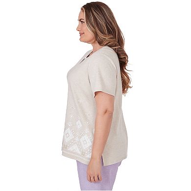 Plus Size Alfred Dunner Embroidered Diamond Border Top