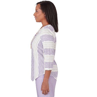 Plus Size Alfred Dunner Spliced Stripe Texture Top