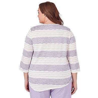 Plus Size Alfred Dunner Spliced Stripe Texture Top
