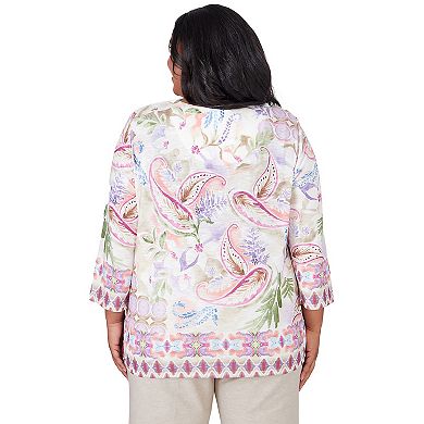 Plus Size Alfred Dunner Paisley Floral Border Top