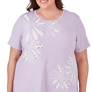 Plus Size Alfred Dunner Flower Lace Trim Top