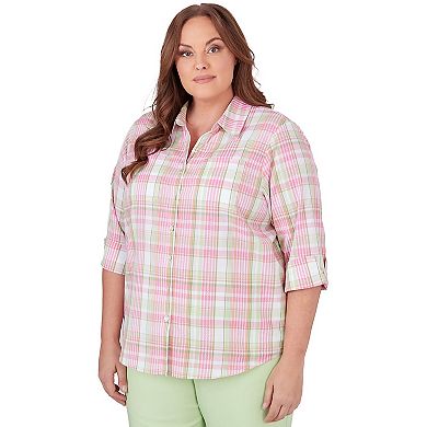 Plus Size Alfred Dunner Button Down Plaid Blouse