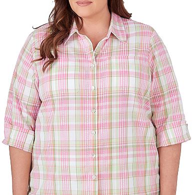 Plus Size Alfred Dunner Button Down Plaid Blouse
