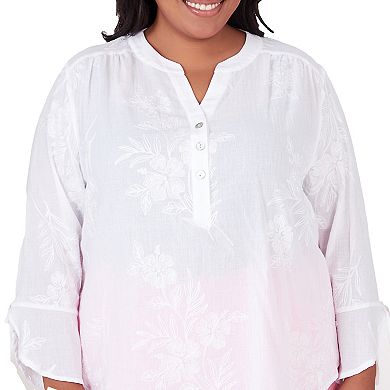 Plus Size Alfred Dunner Embroidered Floral Blouse