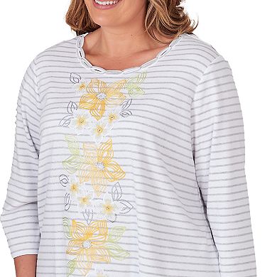 Plus Size Alfred Dunner Striped Embroidered Top