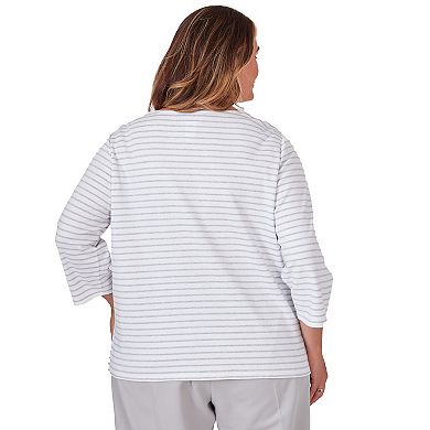 Plus Size Alfred Dunner Striped Embroidered Top