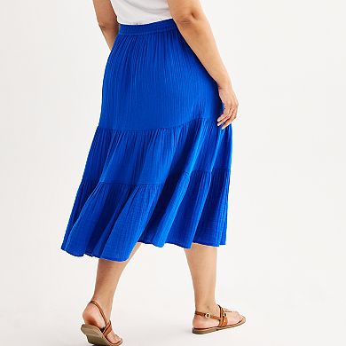 Plus Size Sonoma Goods For Life® Tiered Long Midi Skirt