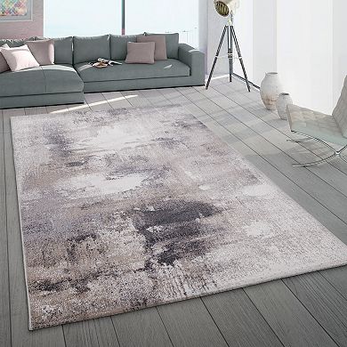 Abstract Area Rug With Modern Pattern In Beige Grey