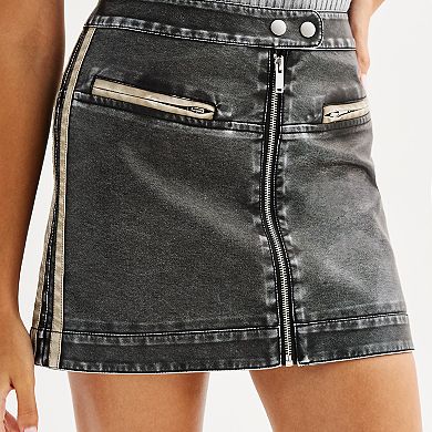 Juniors' SO® Vintage Washed Faux Leather Mini Skirt
