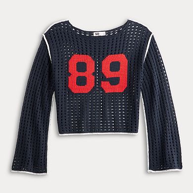 Juniors' SO® 89 Cropped Open Stitch Sweater