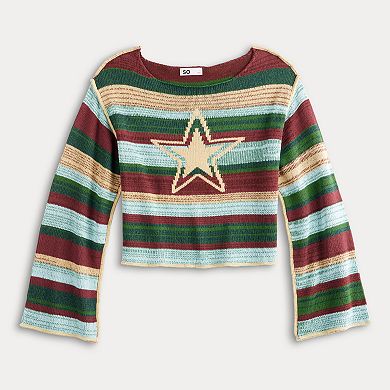 Juniors' SO® Star Cropped Sweater 