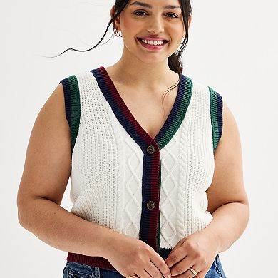 Juniors' Plus Size SO® Cable Sweater Vest
